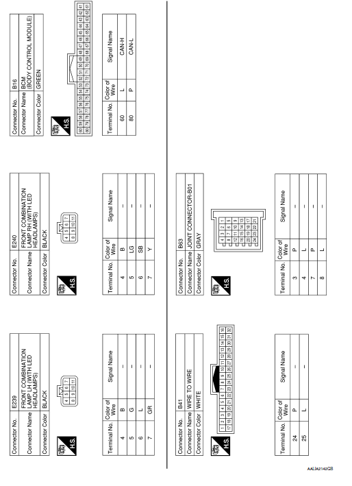 Nissan Rogue Service Manual: Wiring diagram - Led headlamp - Exterior